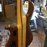 Bass Guitar in Walnut, Ash & Rosewood Neck Detail